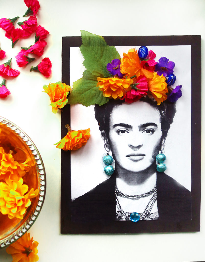 This clever Frida Khalo art project is easy and fun for young children all the way up to highschool.