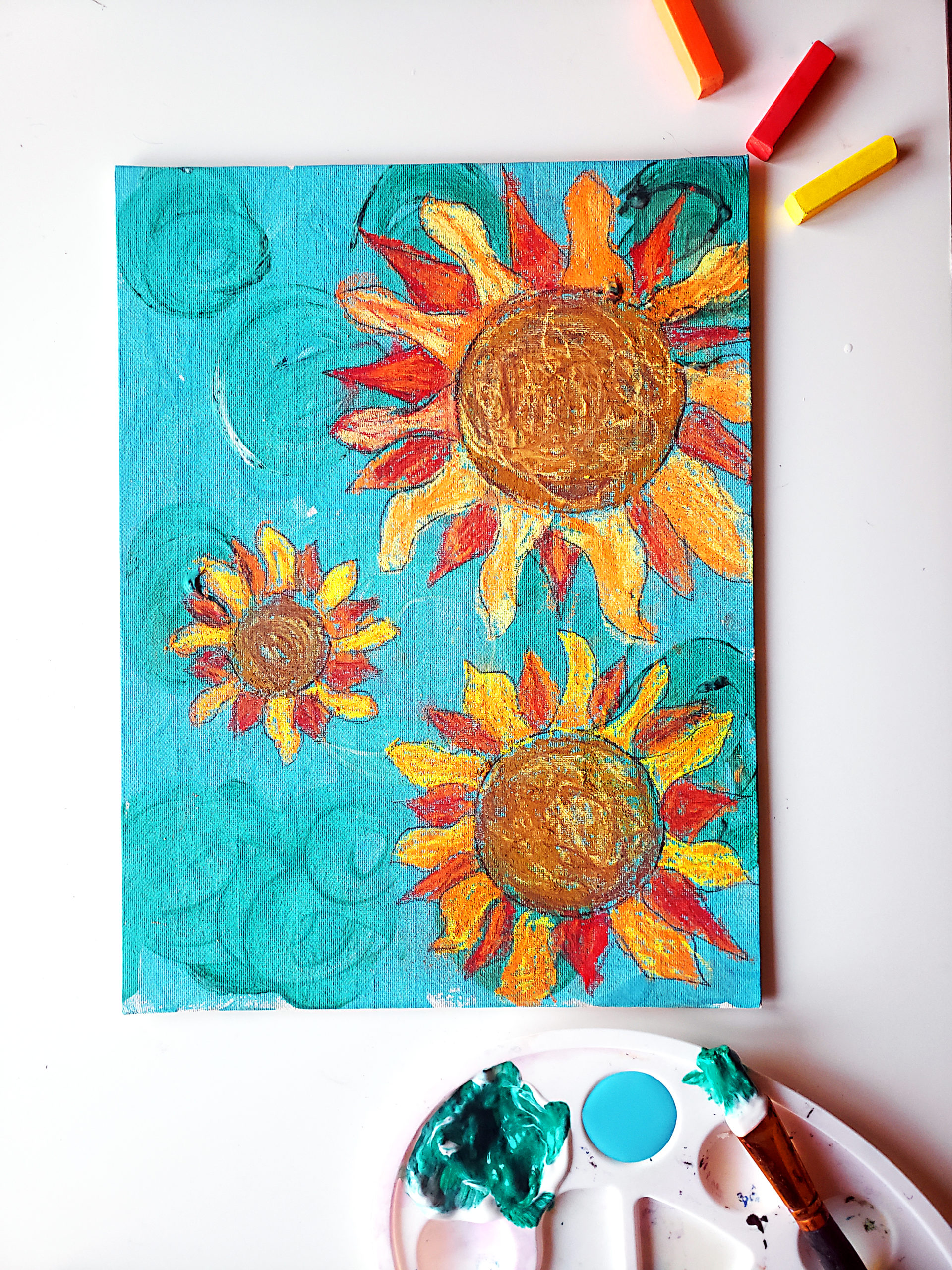 Whimsical Van Gogh art project to support an art history lesson on post-impressionism.