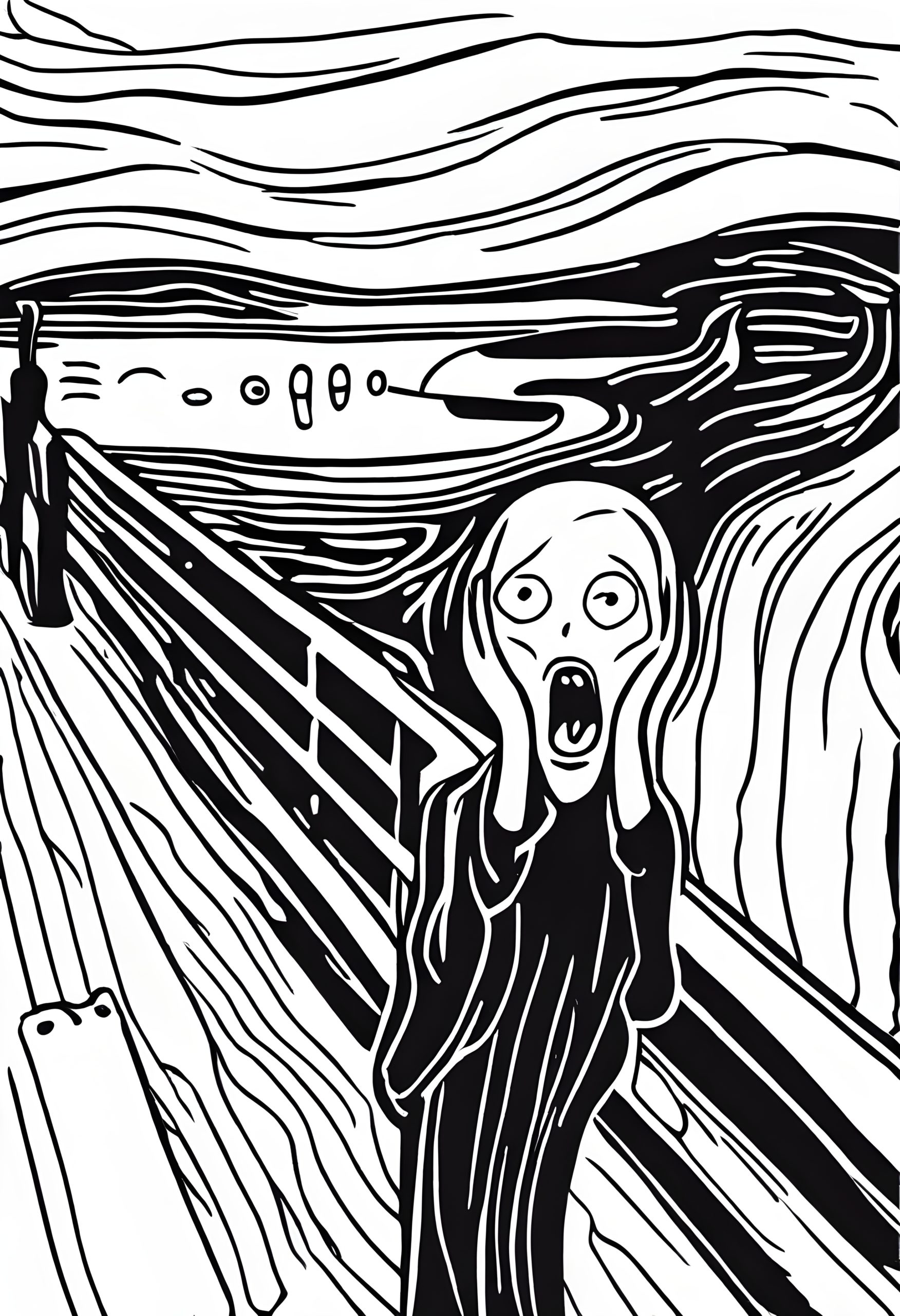 Edvard Munch The Scream coloring page.